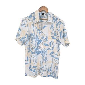 Quicksilver Waterman button down Aloha shirt large blue Collection Casual Hawaii